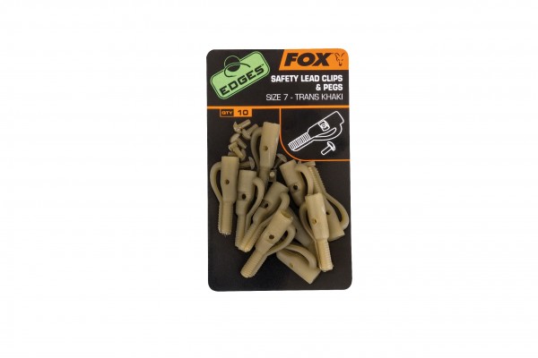 Fox Edges Size 7 Lead Clip Plus Pegs - trans khaki