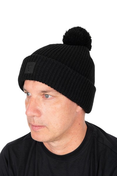 Fox HD Bobble Black Warme Wintermütze mit Bommel