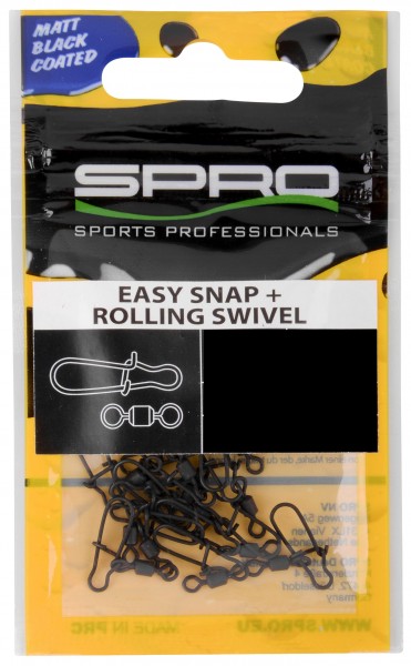 Spro Matt Black EASY SNAP + Rolling Swivel #00+12