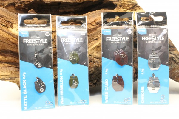 Spro Freestyle Chatter Blades 16mm 20mm Chrome Watermelon Matte Black Weed Camo