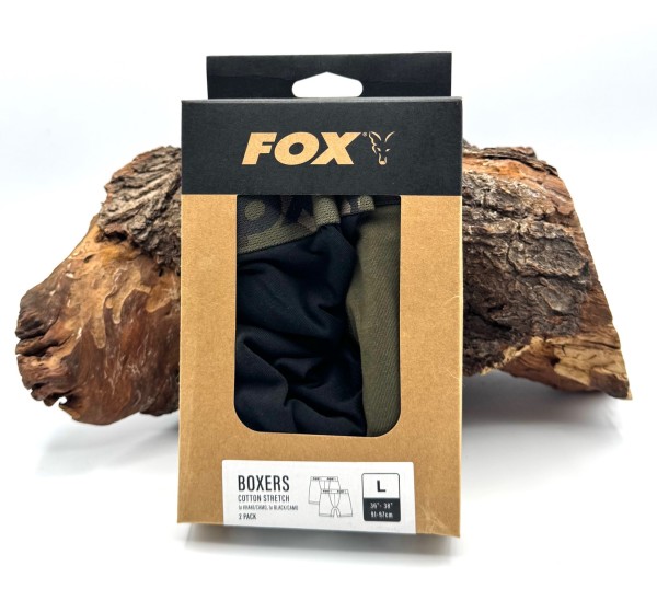 Fox Boxer Shorts Doppelpack Khaki/Black – Größen M L XL