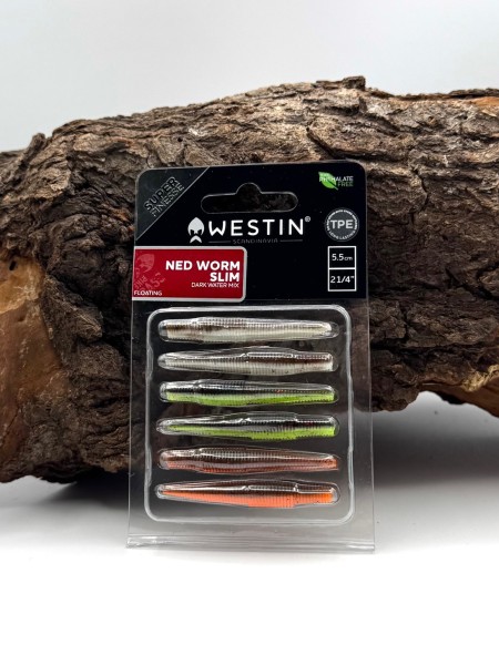 Westin Ned Worm Slim 5,5cm 1,5g Dark Water & Clear Water Mix