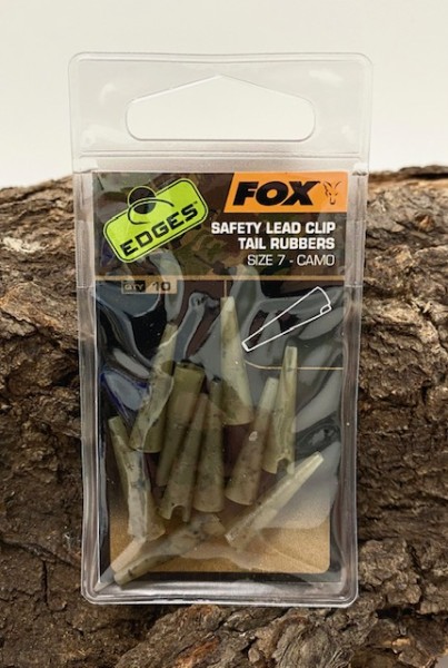 Fox Edges Camo Safety Lead Clip Tail Rubbers Size Größe 7