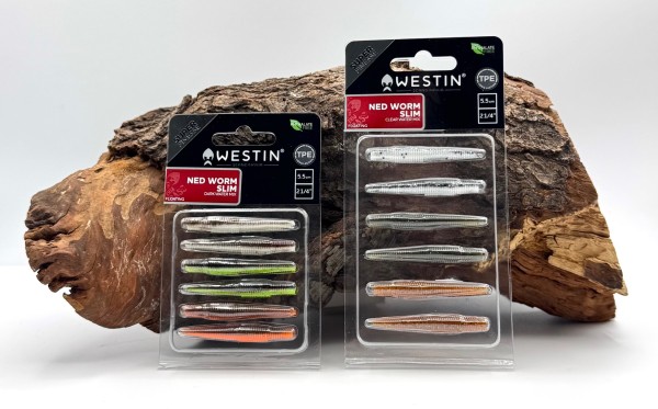 Westin Ned Worm Slim 5,5cm 1,5g Dark Water & Clear Water Mix
