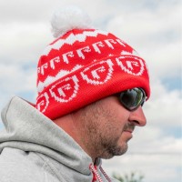 Fox Rage Bobbi Pudelmütze in Rot Weiß Wintermütze Bommelmütze SALE