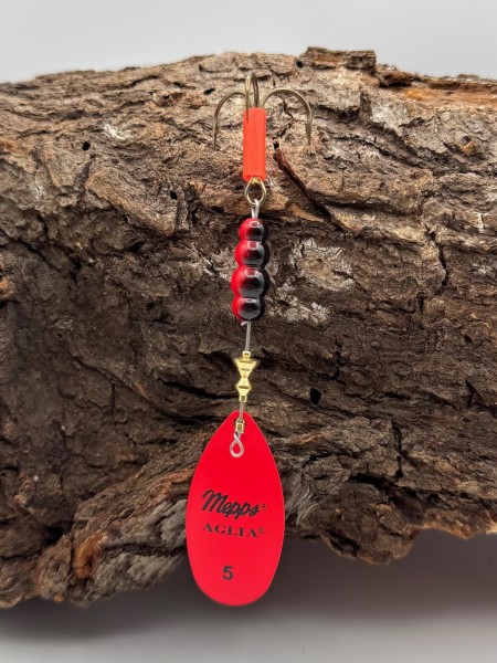 Mepps Spinner Aglia Fluo Red Tiger Weiß Orange Gelb Gr. 5 13g