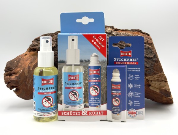 Ballistol Stichfrei Mückenschutz Classic 100ml + Cooling Roll-On 10ml Set DA