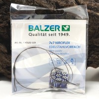 Balzer 7x7 Niroflex Edelstahlvorfach mit Drilling 50cm 9kg Haken Gr.1/0 Balzer 7x7 Niroflex Edelstahlvorfach mit Drilling 50cm 9kg Haken Gr.1/0