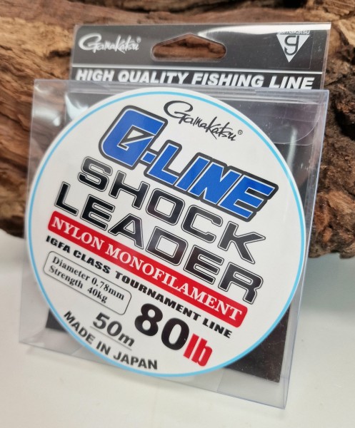 Gamakatsu G-Line Shock Leader 50m 40lb 50lb 60lb 80lb Made in Japan
