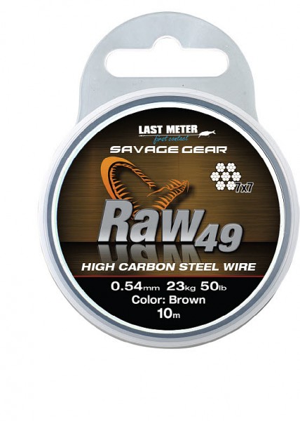 Savage Gear Raw49 0.54mm 23kg 50lb Uncoated Brown 10m