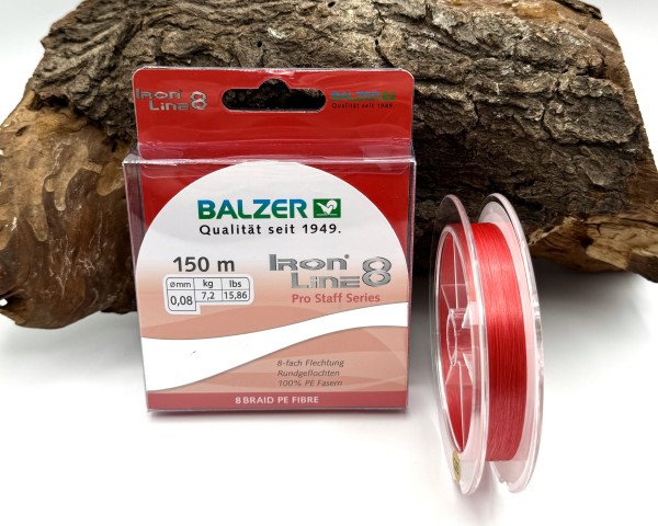 Balzer Iron Line 8 Pro Stuff Rot 150m Red 8 Braid 0,08mm 7,2kg