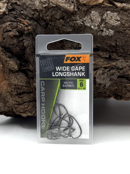 Fox Super Wide Gape Long Shank PTFE Karpfenhaken Micro Barbed Größe 2 4 6