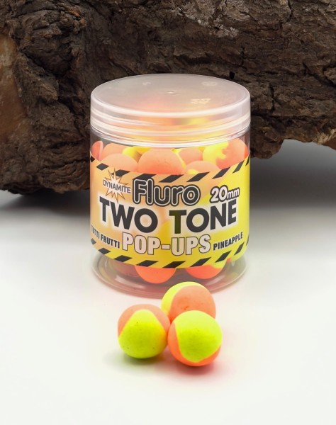 Dynamite Baits Fluro Two Tone Pop Ups Tutti Frutti Pineapple 20mm 65g