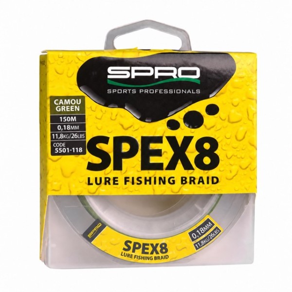 SPRO SPEX8 Braid 0,18mm 11,8kg 150m Camou Green SALE