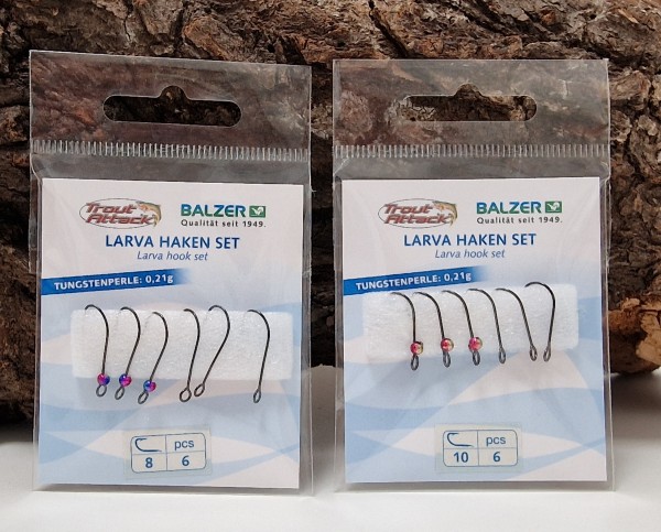 Balzer Trout Collector Larven Haken Set 0,21g Rainbow Tungsten Perle Gr 8 10 ABVERKAUF