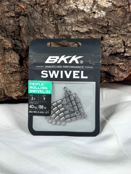 BKK Triple Rolling Swivel 32 Dreifachwirbel Black Nickel 13 Größen #14 - #2/0