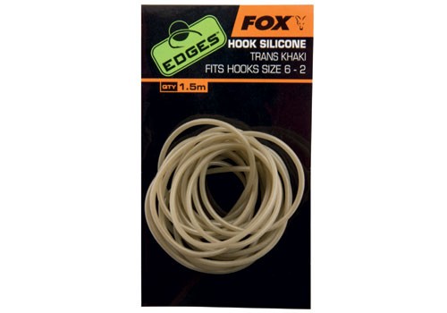 Fox Edges Hook Silicone Size 6 Plus - trans khaki x 1.5m