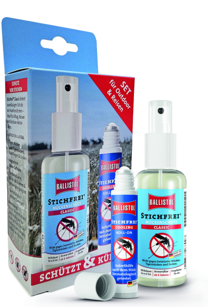 Ballistol Stichfrei Mückenschutz Classic 100ml + Cooling Roll-On 10ml Set