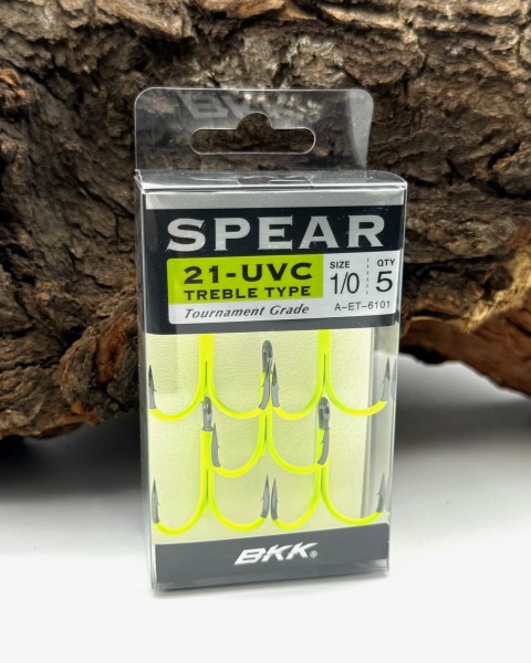 BKK Spear-21 UVC Treble Hook Drillinge Chartreuse