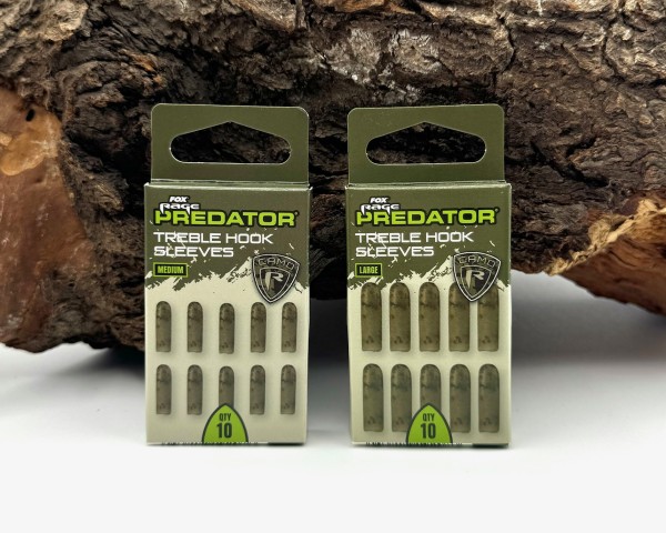 Fox Rage Predator Camo Treble Hook Sleeves in Medium und Large 10Stück