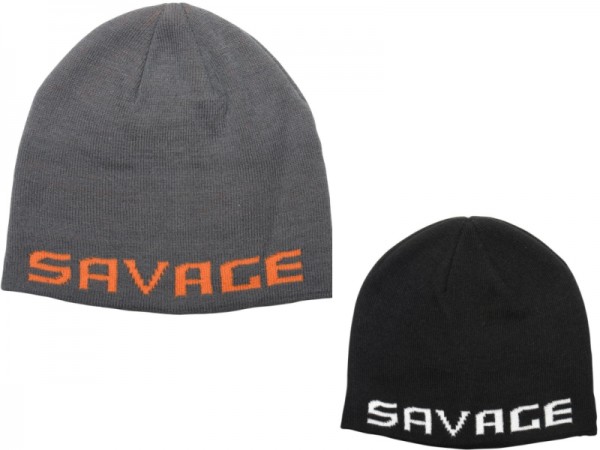 Savage Gear Logo Beanie Einheitsgröße Rock Grey/Orange oder Black/White