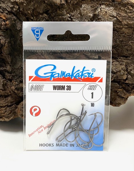 Gamakatsu Worm 39 Hook Black Gr. 1 2 3 4