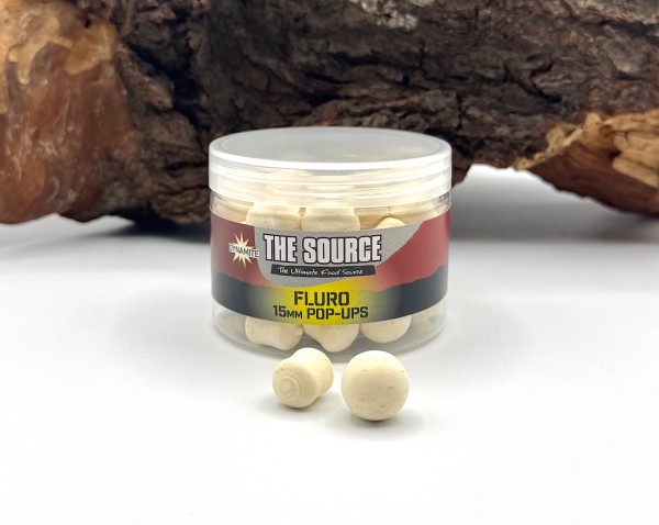 Dynamite Baits The Source Fluro 15mm Pop Ups 40g Dose
