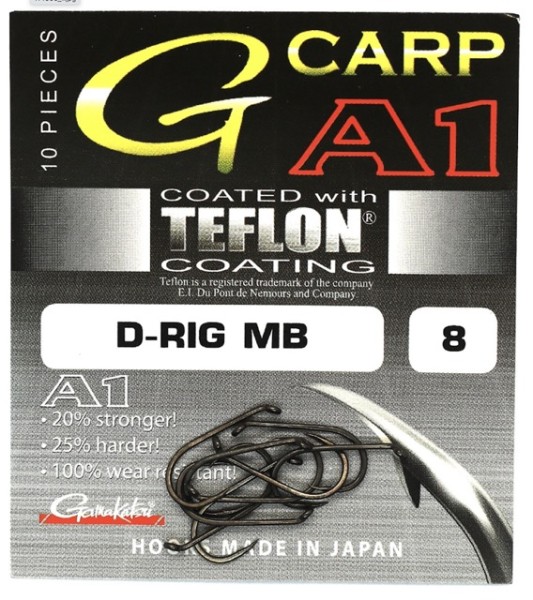 Gamakatsu G-Carp A1 D-Rig MB Hook 4 6 8 Teflon Coating 10 Stück SALE