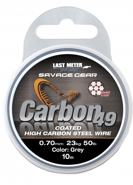 Savage Gear Carbon49 0.70mm 23kg 50lb Coated Grey 10m
