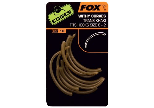 Fox Edges Withy Curve Adaptor Hook Size 6 Plus - trans khaki x 10