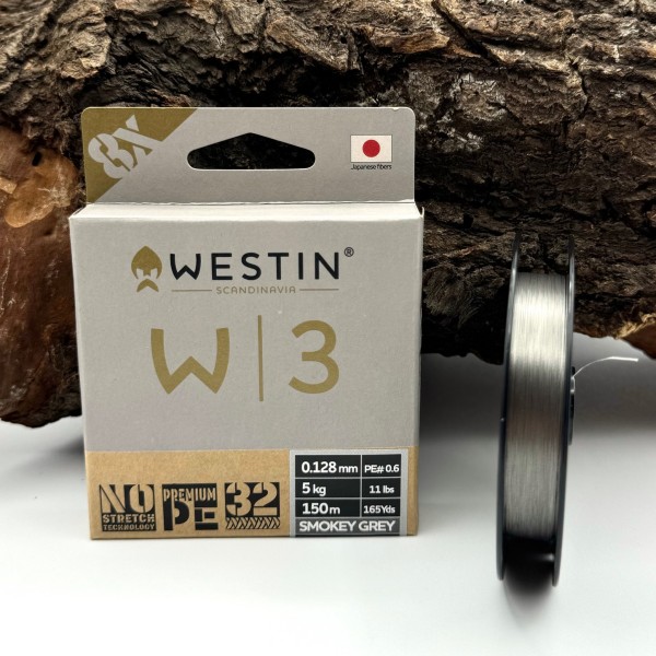 Westin W3 8 Braid Smokey Grey 150m geflochtene Schnur 6 Stärken