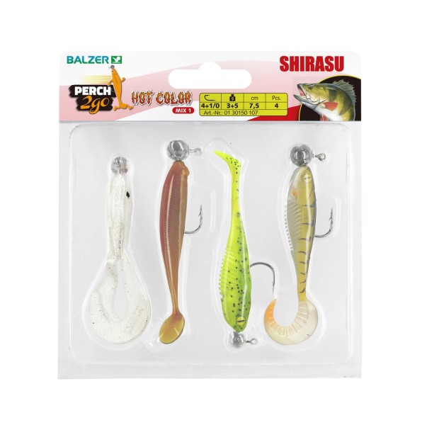 Balzer Shirasu Perch 2go Set Hot Color Mix 1 7,5cm 4 Stück