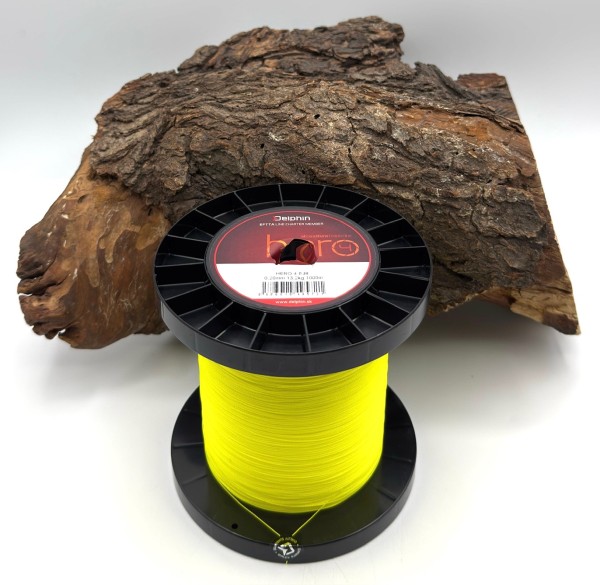Delphin HERO 4 Fluo gelb 0,20mm 13,2kg je 10m geflochtene Schnur