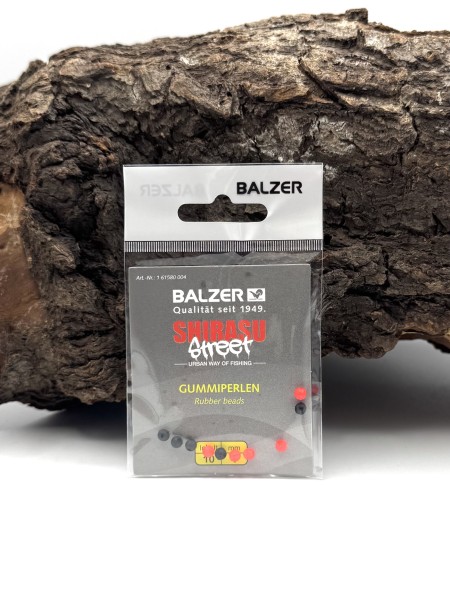 Balzer Shirasu Street Rubber Beads Gummiperlen Rot Schwarz 4mm 6mm 8mm 10 Stück