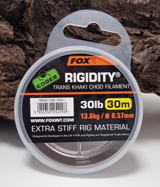 Fox Edges Rigidity Chod Filament 0.57mm 30lb x 30m trans khaki