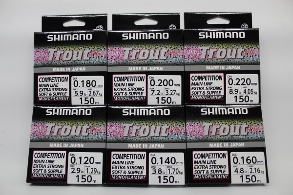 Shimano Trout Competition Mono Red 150m 0,12mm 0,14mm 0,16mm 0,18mm 0,20mm 0,22mm ABVERKAUF