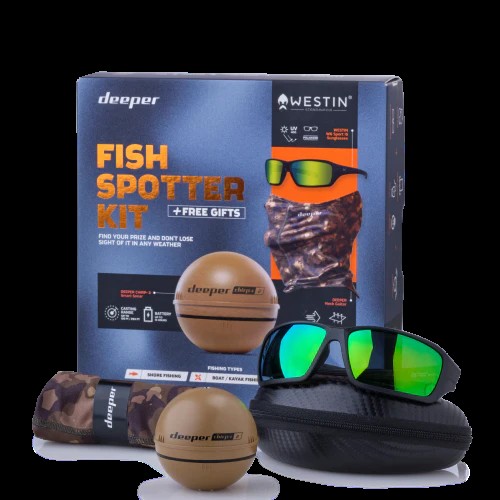 Deeper Fish Spotter Kit Limited Edition Chirp+2 Neck & Westin W6 Sport Sunglasses