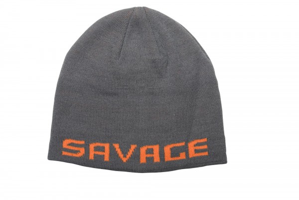 Savage Gear Logo Beanie Einheitsgröße Rock Grey/Orange oder Black/White