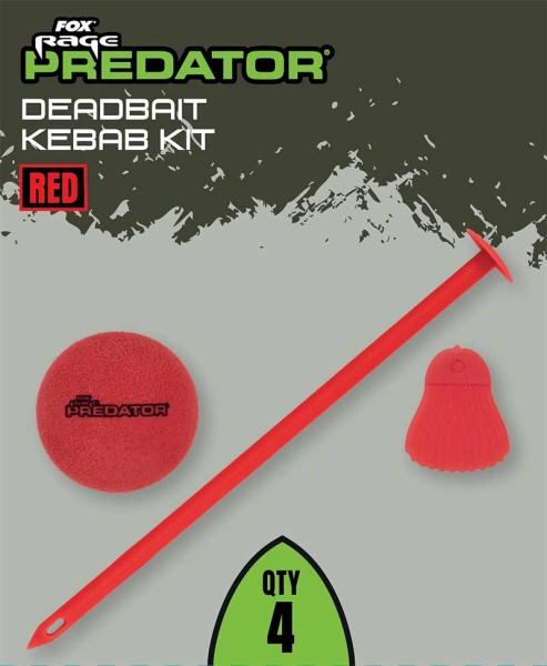 Fox Rage Predator Deadbait Kebab Kit Bait Popper Red und Natural