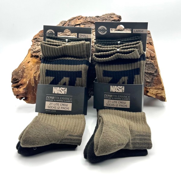 Nash ZT Lite Crew Socks 2 Pack Small Large