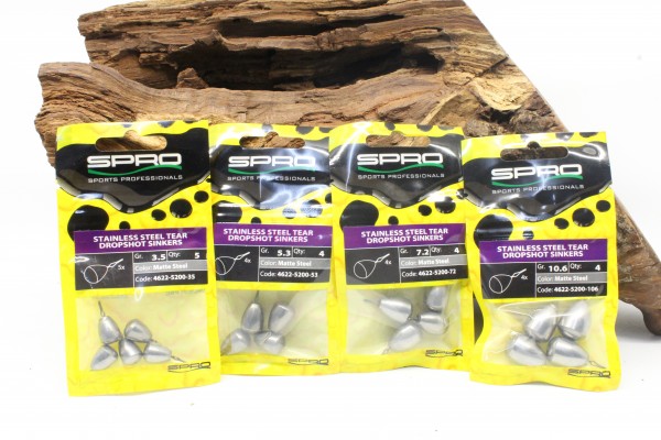 Spro Stainless Tear Dropshot Sinkers Matte Steel 3,5g 5,3g 7,2g 10,6g