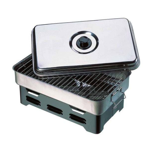 Cormoran Super Smoker Räucherofen 42x26x13cm 2 Brenntöpfe 2 Etagen mit verschließbaren Deckel