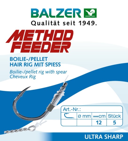 Balzer Feedermaster Method Feeder Rig mit Spieß 10mm Gr. 6 8 10 12 14