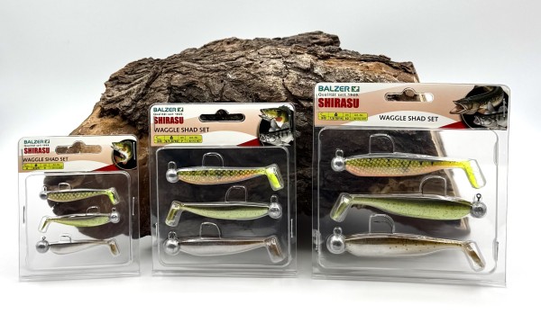 Balzer Shirasu Waggle Shad Set 5cm 7cm 10cm 3 Farben Shad 2 Go Gummiköder