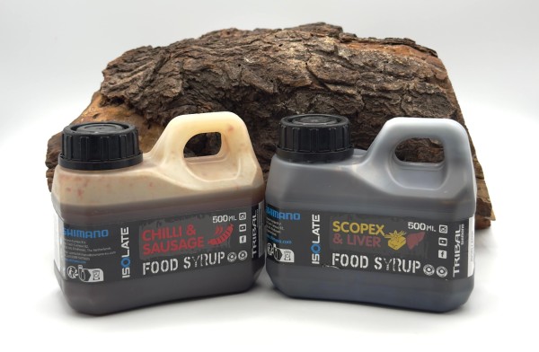 Shimano Isolate Food Syrup 500ml Chilli Sausage & Scopex Liver