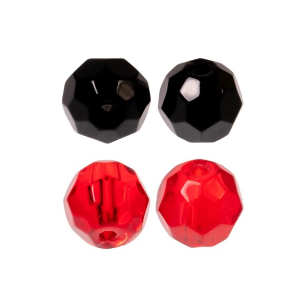 Zeck Faceted Glass Bead Glasperlen 6mm 8mm rot schwarz 10Stück