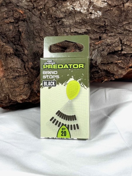 Fox Rage Predator Braid Stops für Geflecht & Mono 20 Stück Black Stopper