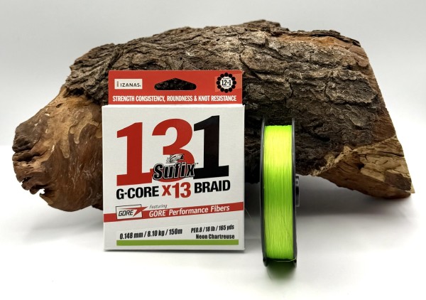 Sufix 131 G-Core X13 Braid 0,148mm 8,10kg 150m Neon Chartreuse Geflochtene Angelschnur SALE