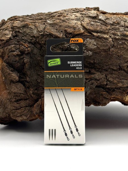 Fox Edges Naturals Submerge Leaders 75cm 30lb 40lb 3 Stück