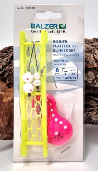 Balzer Inliner Plattfisch Blinker Set pink weiss 120g 80cm